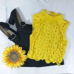 Metamorphosis Girl Sleeveless Summer Top Yellow Cut-Out Sz XL